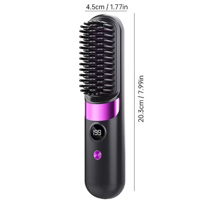 Portable Wireless Hair Straightener – LED Display, Fast Heating Brush🪻