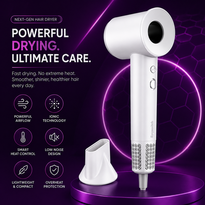Professional Ionic Hair Dryer – Fast Drying AC Motor with Diffuser Attachment🪻